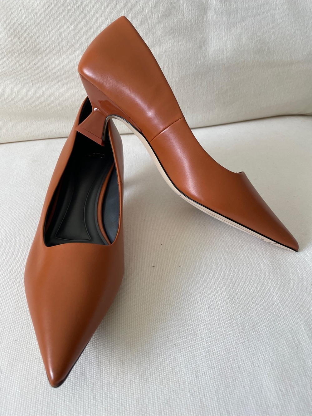 SARTO By Franco Sarto Pointed Toe Mid Heel Pumps in Cognac